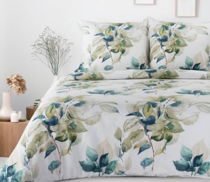 Komplet pościeli białej Sonia 100% bawełniana 140x200 w liście