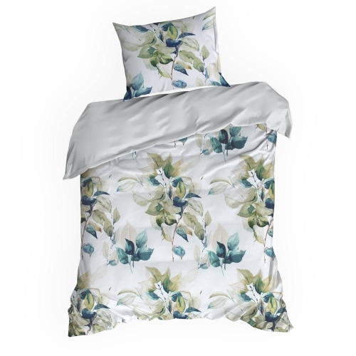 Komplet pościeli białej Sonia 100% bawełniana 140x200 w liście