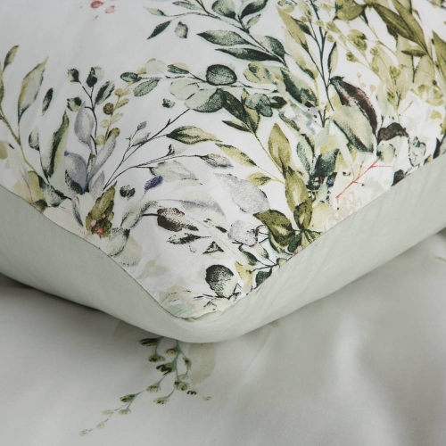Komplet pościeli z bawełny satynowej biało miętowej Spring 160x200 w liście