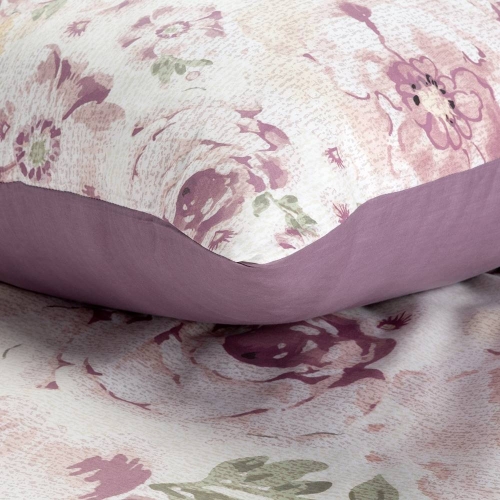 Komplet pościeli z bawełny satynowej Spring 220x200 w fioletowe kwiaty
