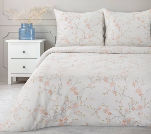 Komplet pościeli białej Sonia 100% bawełniana 140x200 drobne kwiatuszki