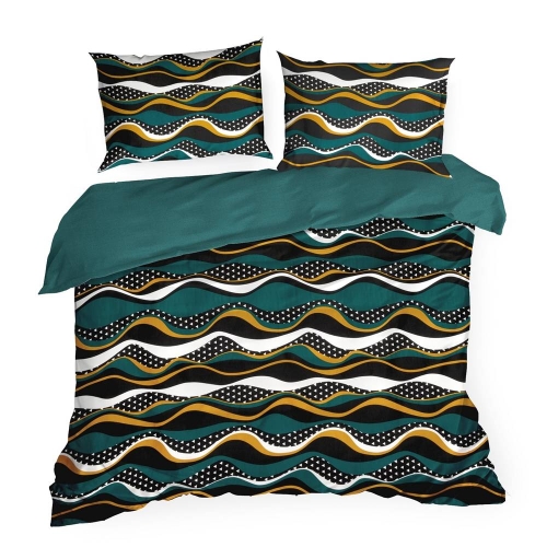 Komplet pościeli z bawełny satynowej w fale 220x200 Nika