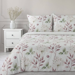 Komplet pościeli Sonia 100% bawełniana biała 140x200 w liście