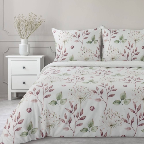 Komplet pościeli Sonia 100% bawełniana biała 160x200 w liście
