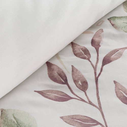 Komplet pościeli Sonia 100% bawełniana biała 160x200 w liście