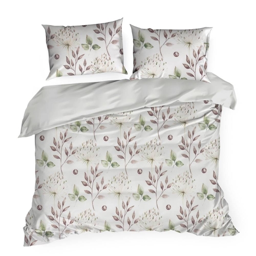 Komplet pościeli Sonia 100% bawełniana biała 160x200 w liście