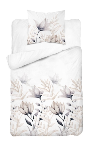 Pościel satyna bawełniana biała Home Satin 140x200 w delikatne kwiaty