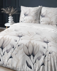 Pościel satyna bawełniana biała Home Satin 220x200 w delikatne kwiaty 