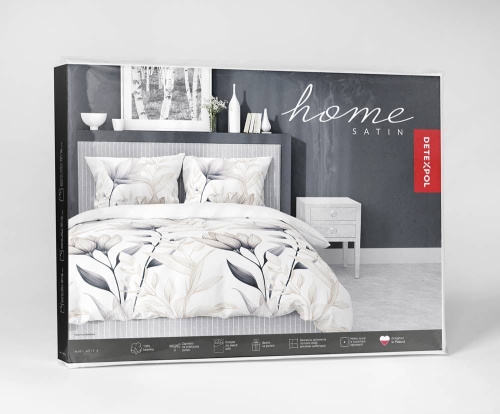 Pościel satyna bawełniana biała Home Satin 220x200 w delikatne kwiaty 