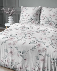 Pościel satyna bawełniana Home Satin 160x200 biała w różowe kwiaty