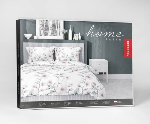Pościel satyna bawełniana Home Satin 160x200 biała w różowe kwiaty