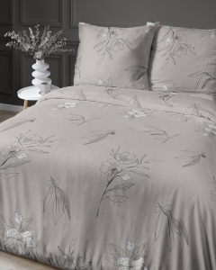 Pościel satyna bawełniana Home Satin 160x200 beżowa w kwiaty