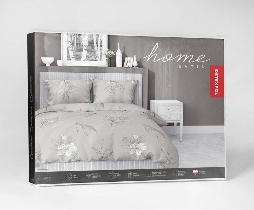 Pościel satyna bawełniana Home Satin 220x200 beżowa w kwiaty