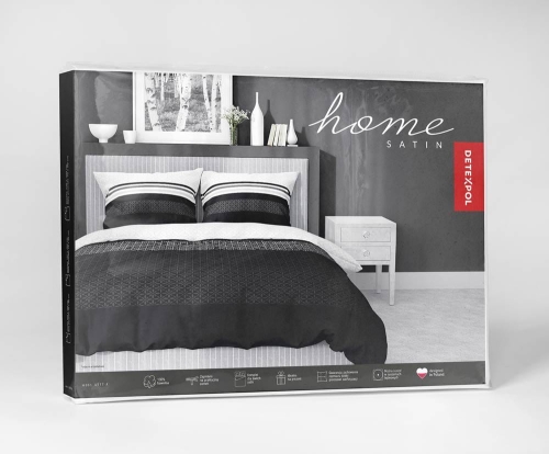 Pościel satyna bawełniana Home Satin 160x200 czarno biała