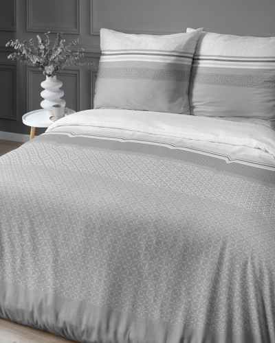 Pościel satyna bawełniana Home Satin 160x200 popielato biała