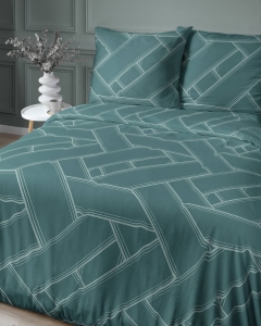 Pościel satyna bawełniana Home Satin 160x200 turkusowa wzór geometryczny