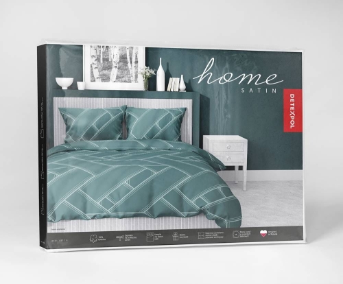 Pościel satyna bawełniana Home Satin 160x200 turkusowa wzór geometryczny