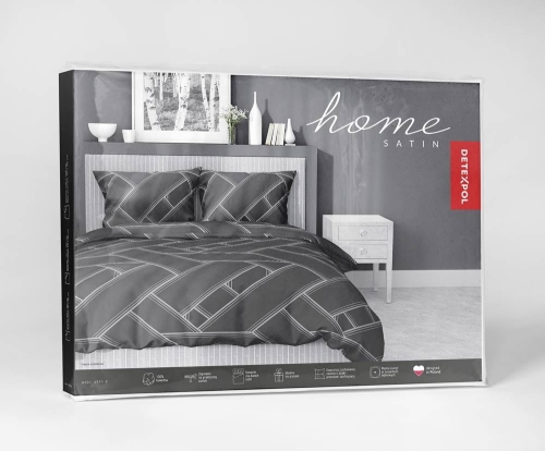 Pościel satyna bawełniana Home Satin 220x200 grafitowa we wzór geometryczny