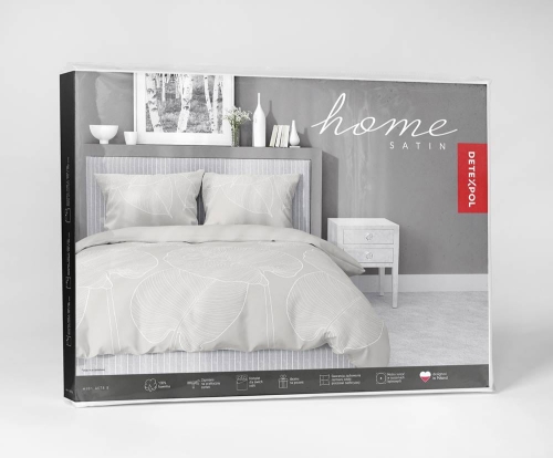 Pościel satyna bawełniana Home Satin 160x200 beżowa w duże liście