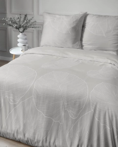 Pościel satyna bawełniana Home Satin 220x200 beżowa w duże liście