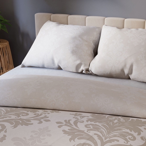 Komplet pościeli z bawełny satynowej beżowej 220x200 Grace