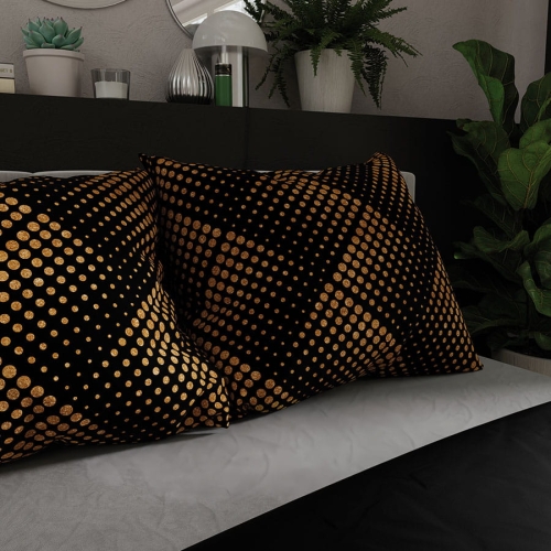 Komplet pościeli z bawełny satynowej czarno złota 160x200 Luxe