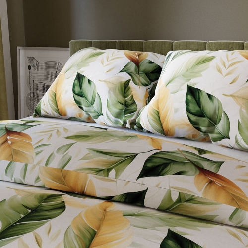 Komplet pościeli z bawełny satynowej 160x200 Olive