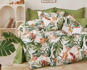 Komplet pościeli dwustronnej z bawełny satynowej 160x200 w piękne kolorowe liście
