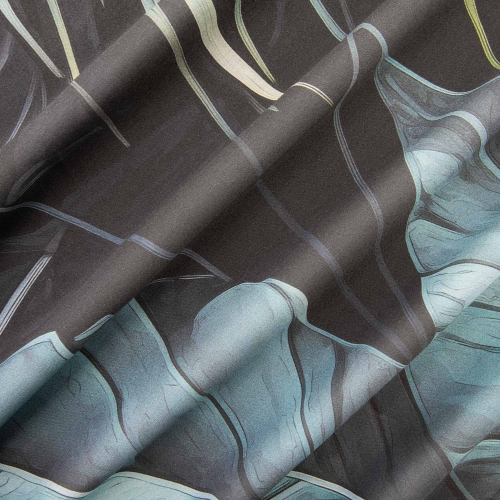 Pościel z bawełny satynowej zielono błękitne liście 220x200 Satynlove