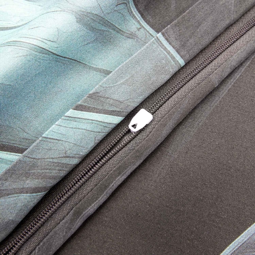 Pościel z bawełny satynowej zielono błękitne liście 220x200 Satynlove