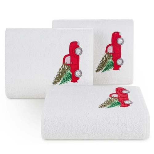 Ręcznik świąteczny biały 50x90 Samochodzik