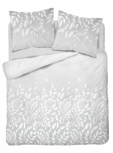 Pościel bawełniana 100% beżowo biała 220x200 w liście