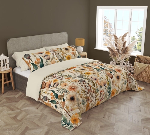 Pościel bawełniana Boho 220x200 w kwiaty