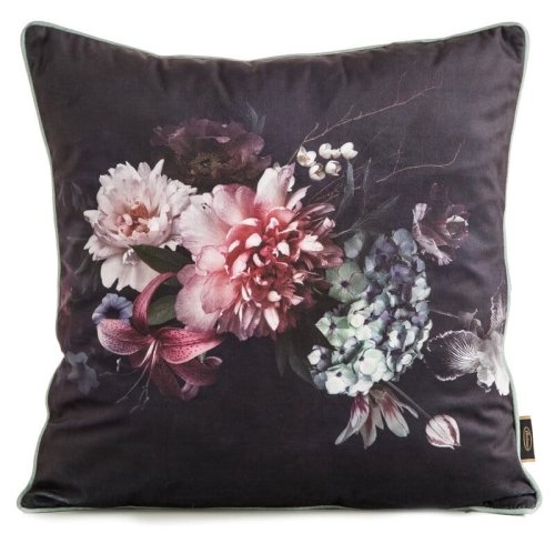 Poszewka dekoracyjna velvet czarna 45x45 w Kwiaty 