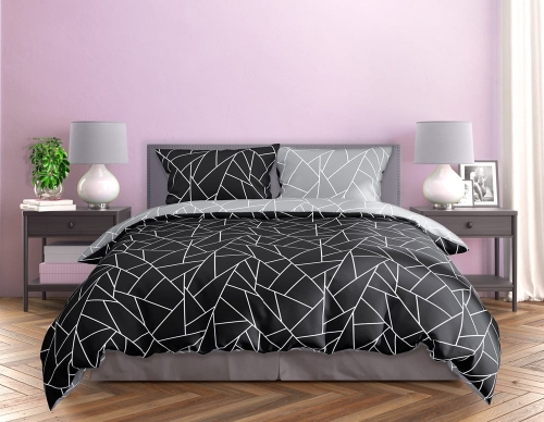 Pościel bawełna satynowa Milagro 160x200 czarno popielata