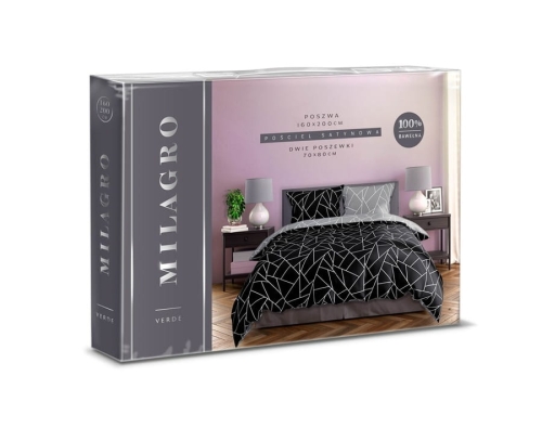 Pościel bawełna satynowa Milagro 160x200 czarno popielata