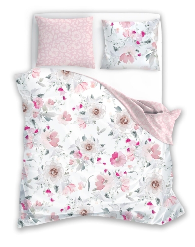 Pościel bawełna satynowa Milagro 220x200 w różowe kwiaty 