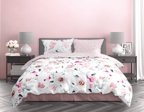 Pościel bawełna satynowa Milagro 220x200 w różowe kwiaty 