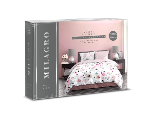 Pościel bawełna satynowa Milagro 220x200 w różowe kwiaty 