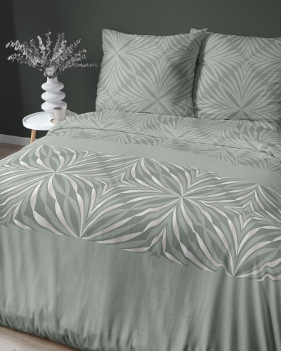 Pościel satyna bawełniana zielona Home Satin 160x200 w geometryczny wzór