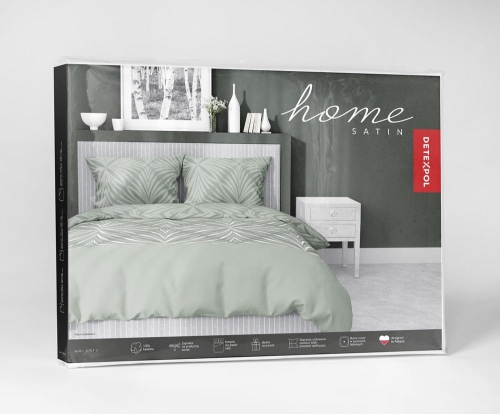 Pościel satyna bawełniana zielona Home Satin 220x200 w geometryczny wzór 