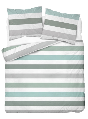 Pościel satyna bawełniana Home Satin 160x200 w zielone, turkusowe i popielate pasy 