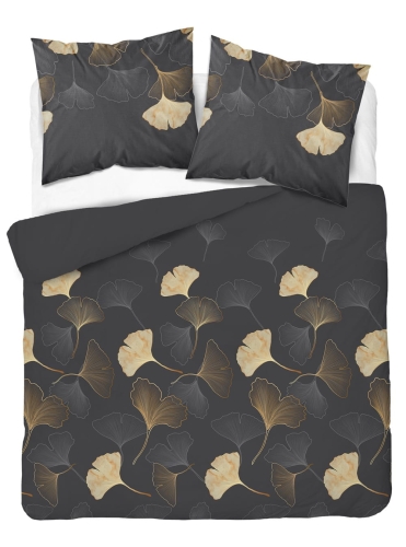 Pościel satyna bawełniana brązowa Home Satin 160x200 liście ginkgo