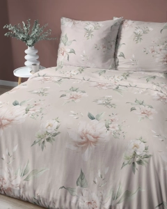 Pościel satyna bawełniana Home Satin 160x200 w kremowe i różowe kwiaty