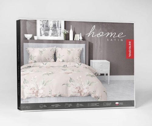 Pościel satyna bawełniana Home Satin 160x200 w kremowe i różowe kwiaty