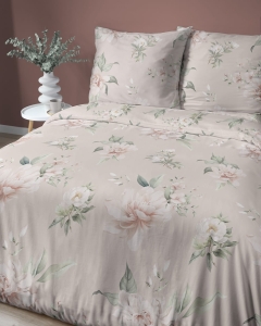 Pościel satyna bawełniana Home Satin 220x200 w kremowe i różowe kwiaty