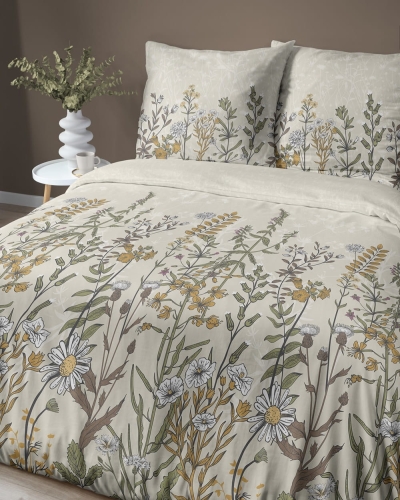 Pościel satyna bawełniana kremowa Home Satin 160x200 w polne kwiaty