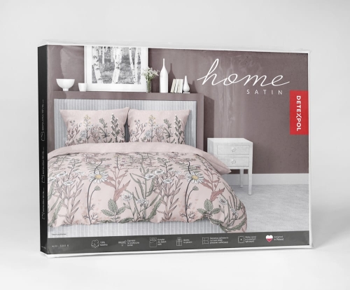 Pościel satyna bawełniana różowa Home Satin 160x200 w polne kwiaty