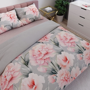 Komplet pościeli z bawełny satynowej w piwonie 160x200 Marigold