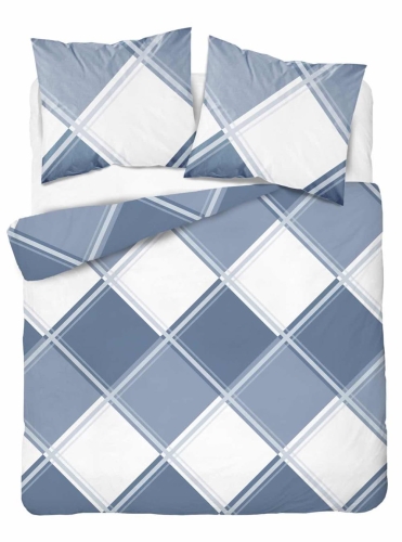 Pościel flanelowa biało granatowa 160x200 w romby